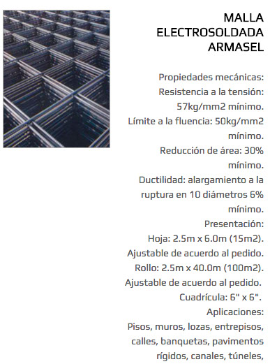 Malla Electrosoldada Armasel – Armasel – Aceros